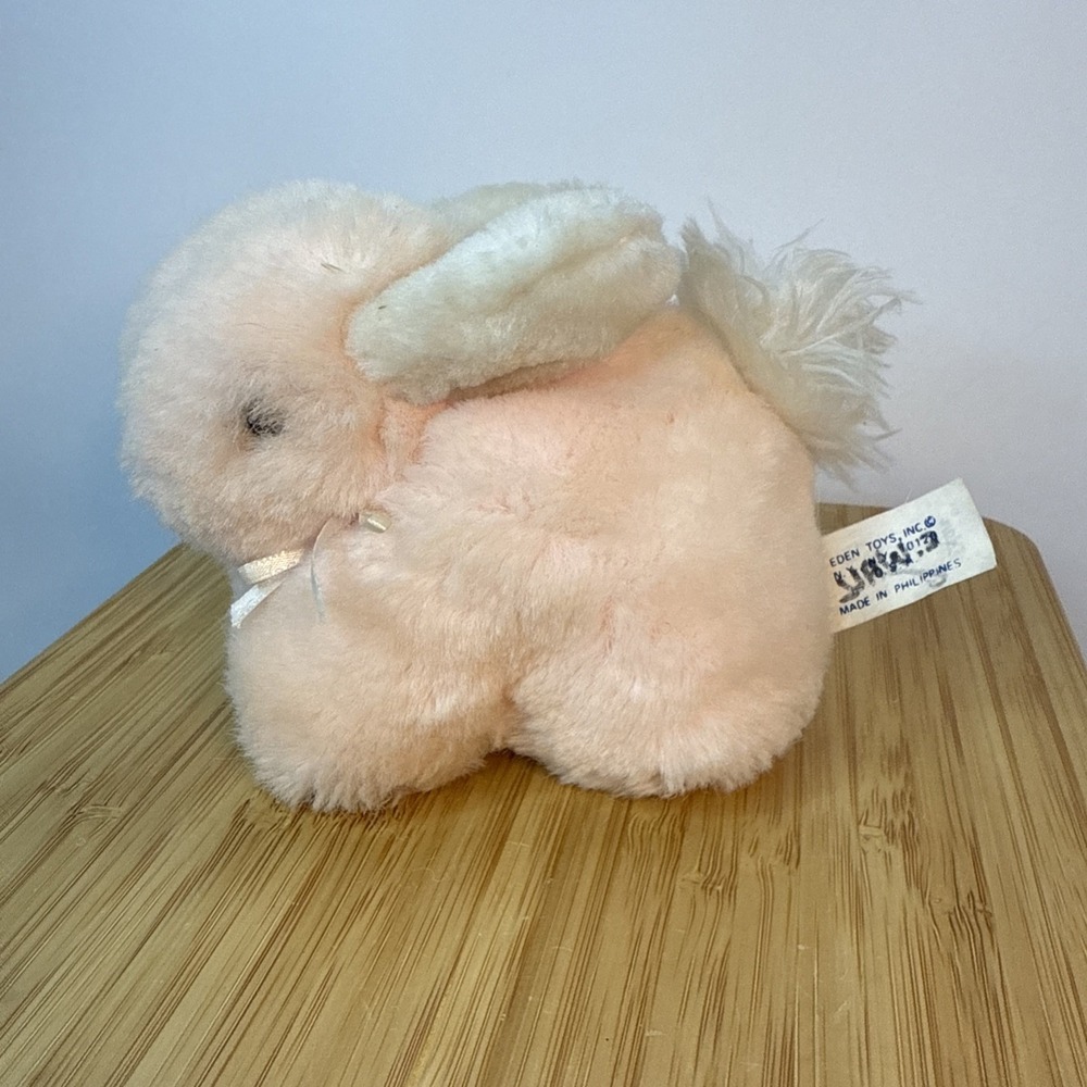 Eden Vintage Small pink baby Bunny Rabbit Plush‎ Easter Rattle 4"